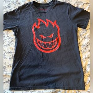 Spitfire Black Tee with Fiery Red Logo